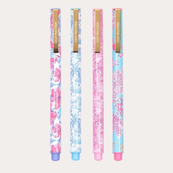 Lilly Pulitzer Felt Tip Pen Set of 4 in Color: Multi Beachside Haven MSRP: $20 - Picture 1 of 7